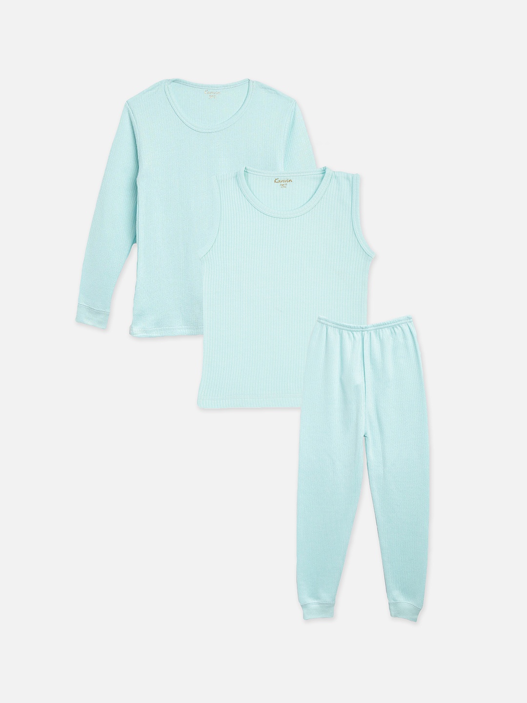 

Kanvin Boys Aqua-Blue Self Design Thermal Set