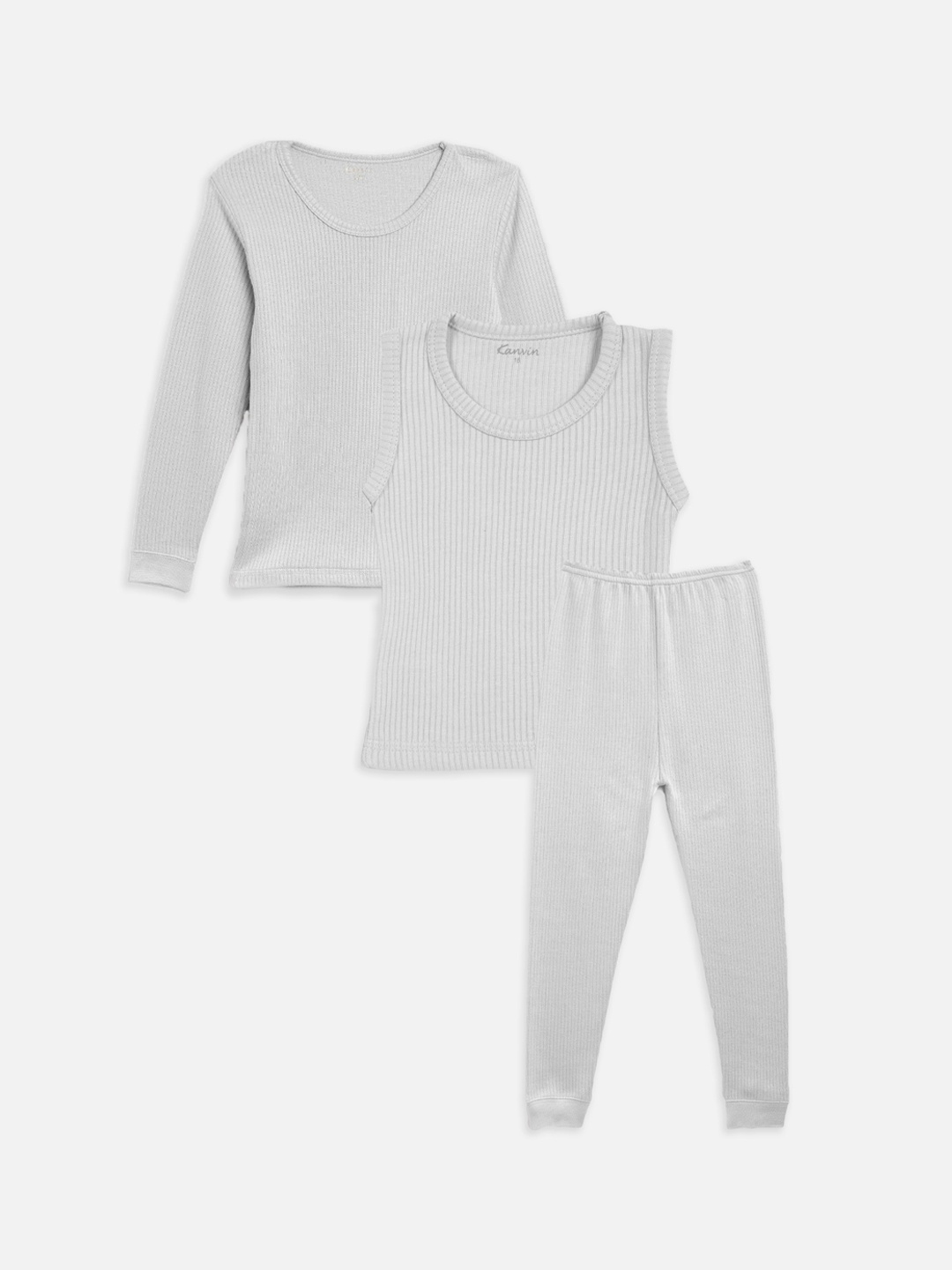 

Kanvin Boys Grey Self Design Thermal Set