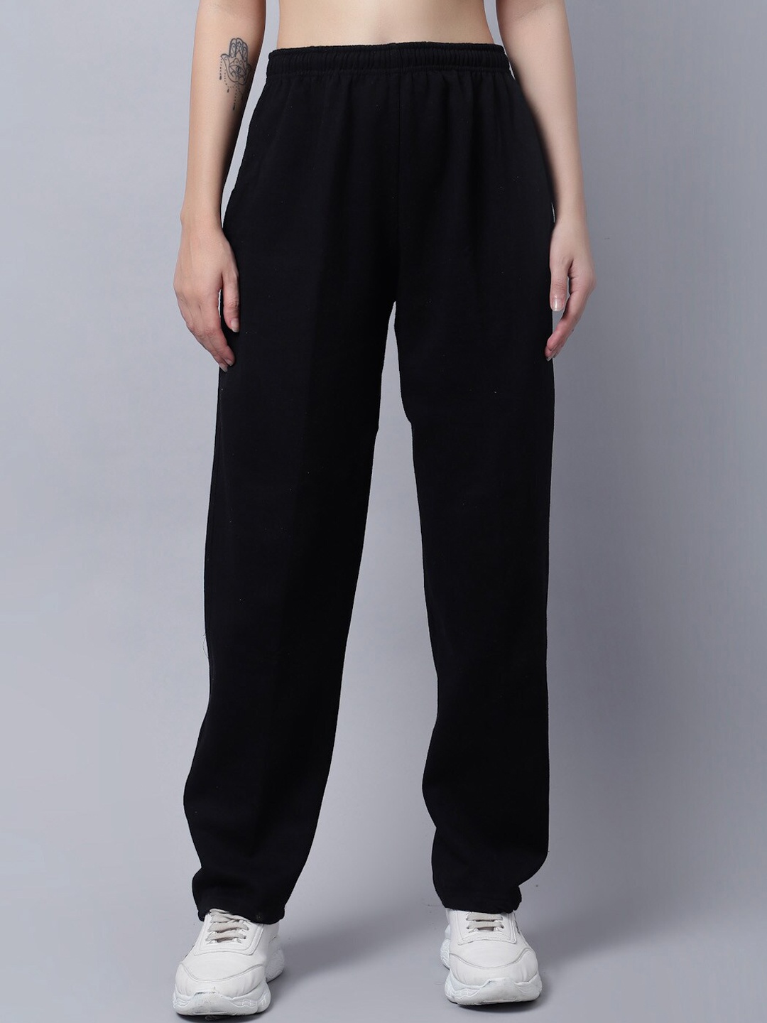 

VIMAL JONNEY Women Black Solid Cotton Track Pant