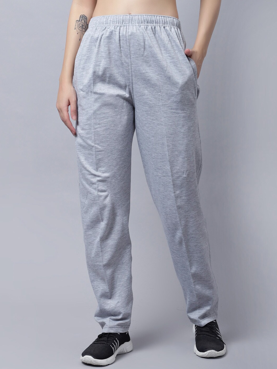 

VIMAL JONNEY Women Grey Melange Solid Track Pants