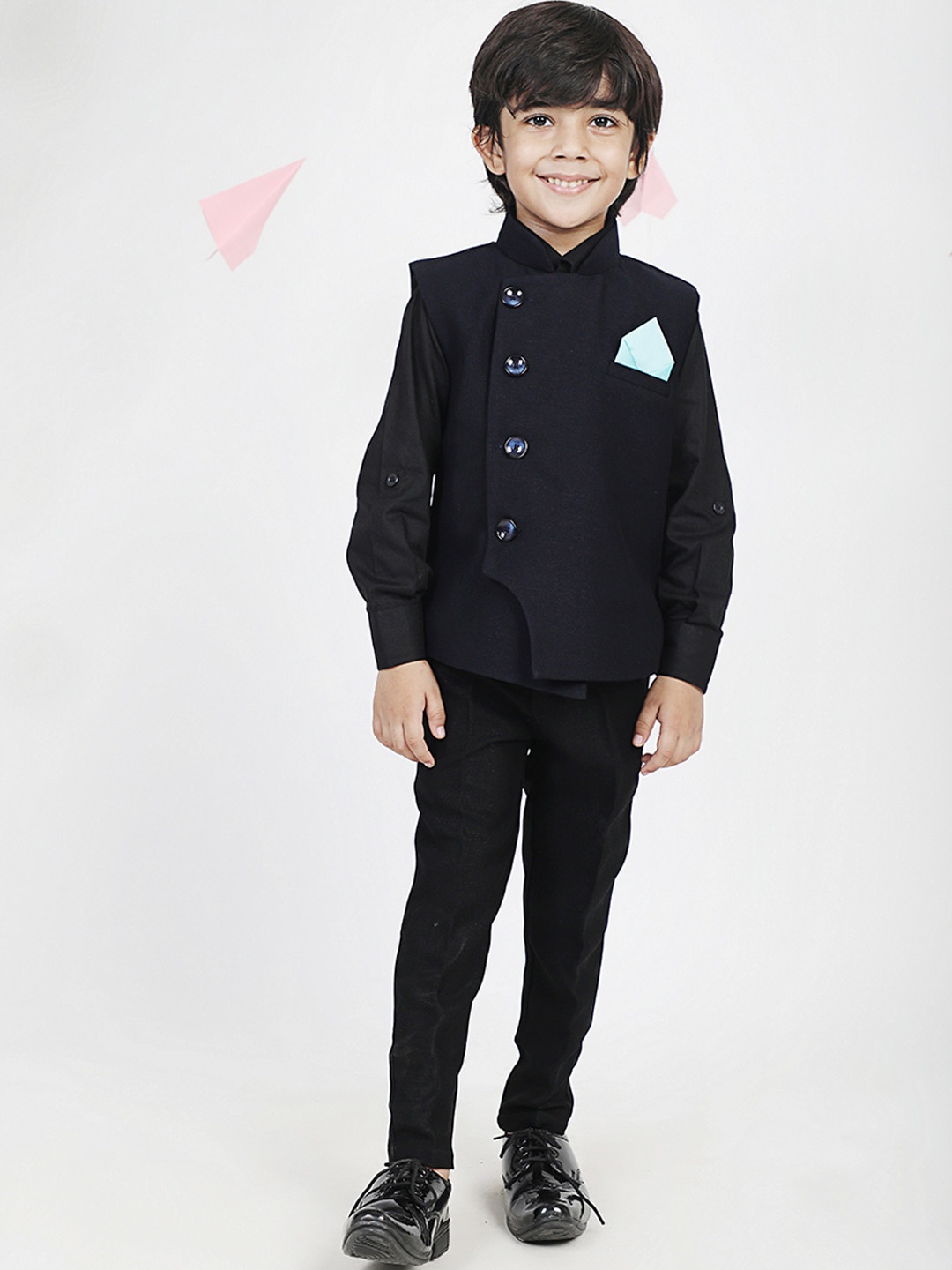 

Aj DEZInES Boys Blue Solid Waistcoat