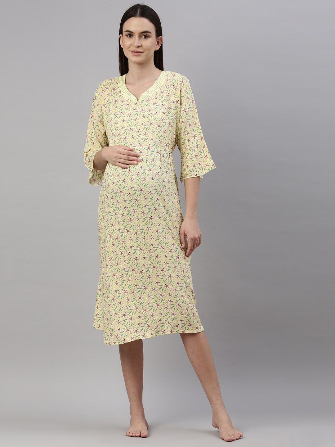 

GOLDSTROMS Cream-Coloured Floral Maternity Midi Gown Dress