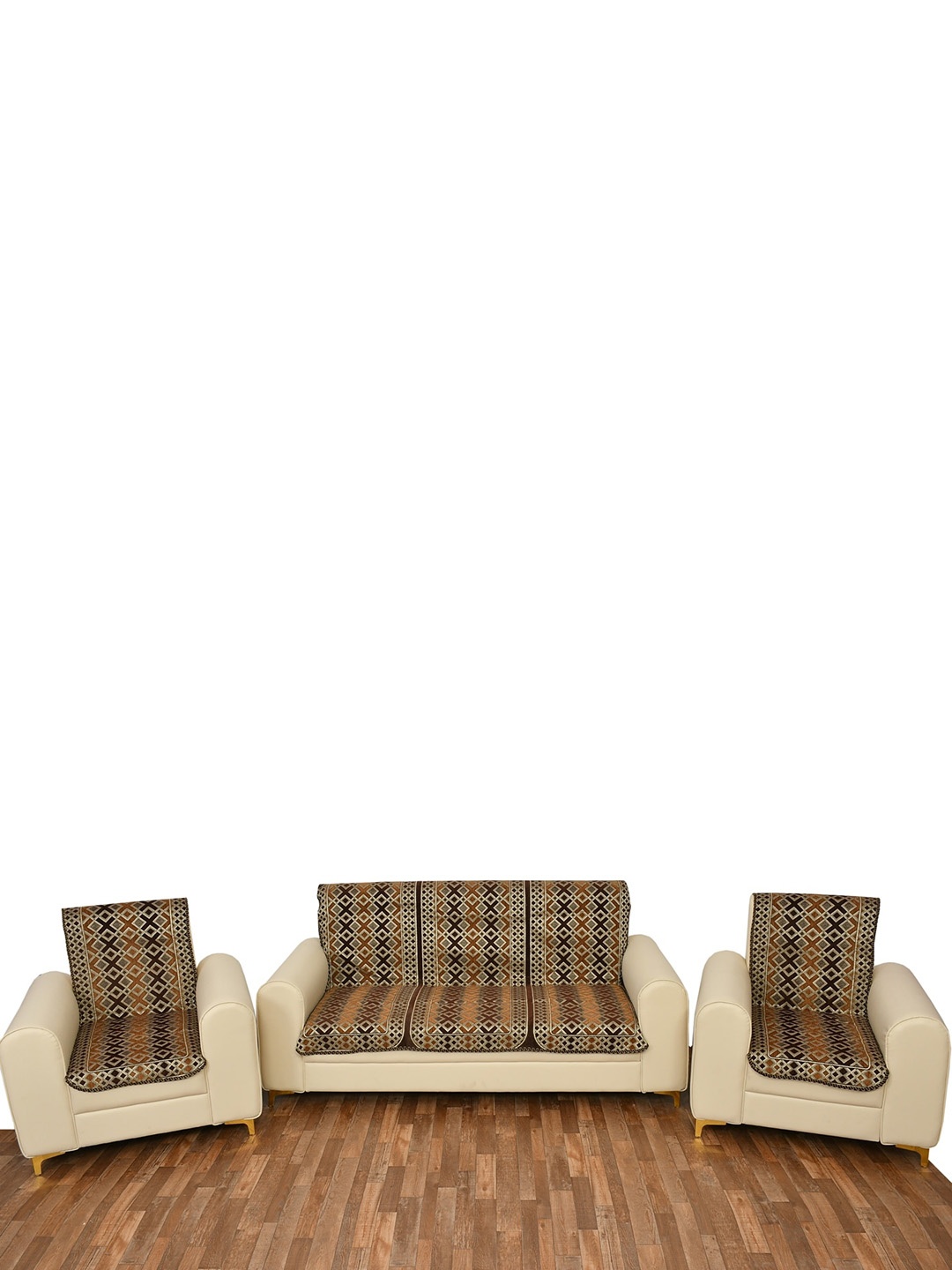 

MULTITEX Set Of 10 Printed 5 Seater Sofa Covers, Brown