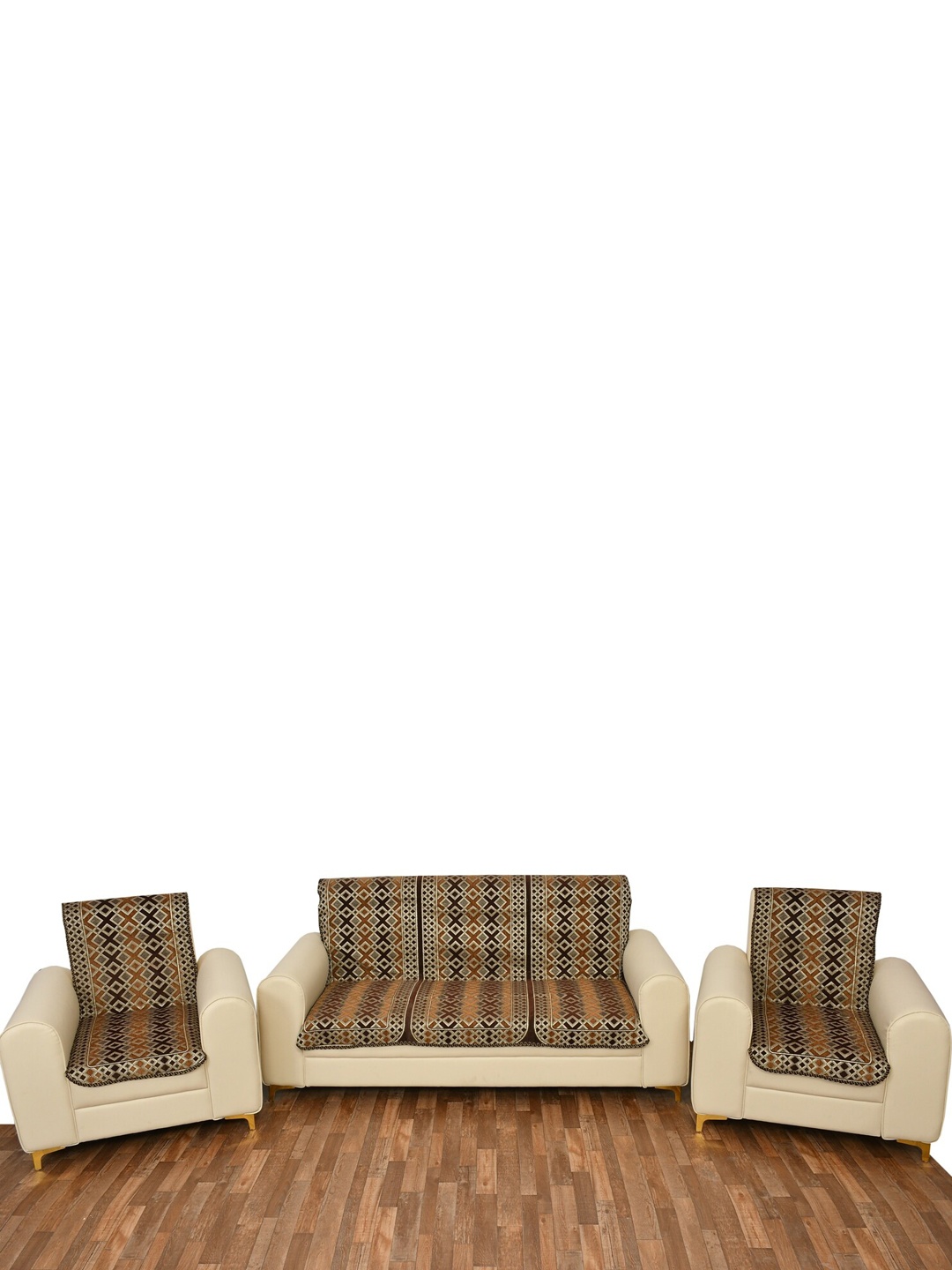 

MULTITEX Set Of 10 Printed 5 Seater Sofa Covers, Brown