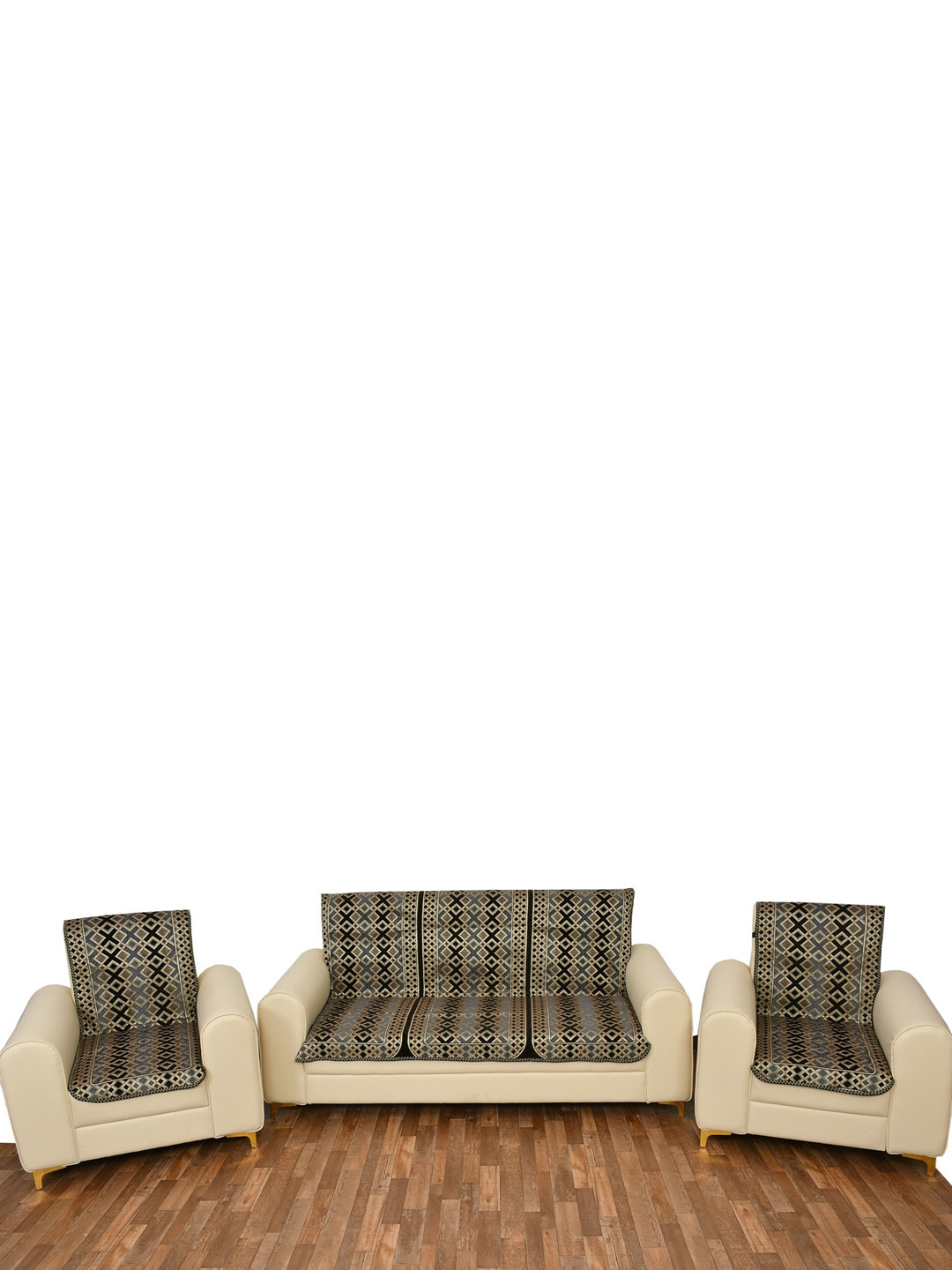 

MULTITEX Black & Biege Printed 5-Seater Sofa Covers