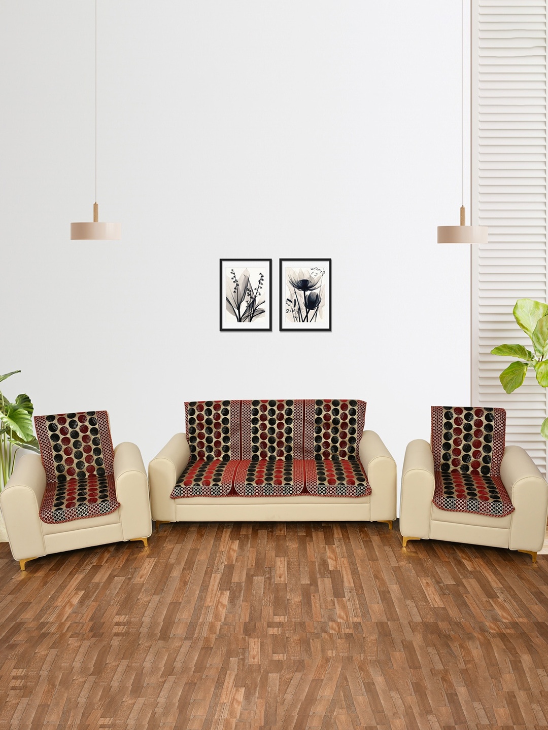 

MULTITEX Set Of 10 Printed 5 Seater Sofa Covers, Black