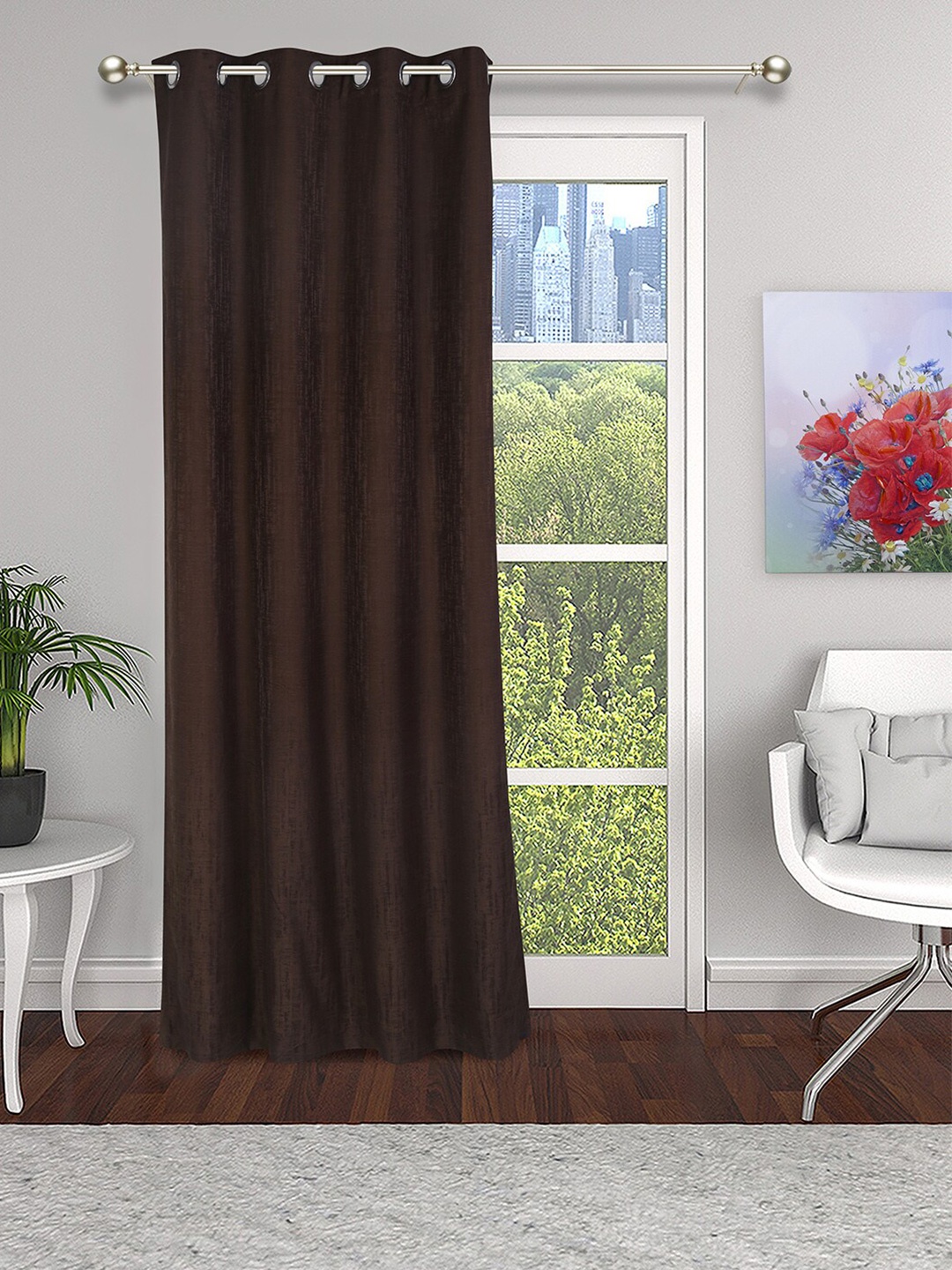 

Soumya Satin Feel Fabric Door Curtain, Brown