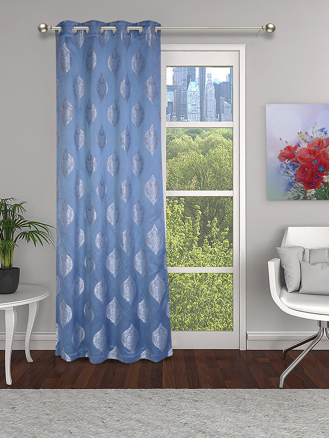 

Soumya Blue & Silver-Toned Door Curtain