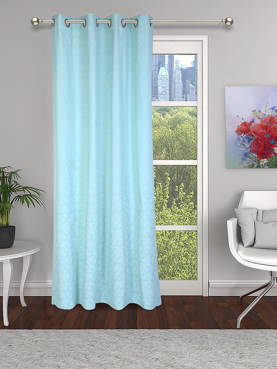 

Soumya Floral Door Curtain, Turquoise blue