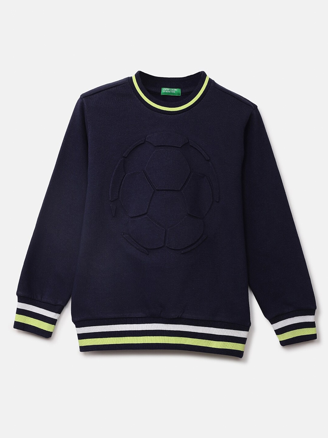 

United Colors of Benetton Boys Navy Blue Embossed Football Sweatshirt