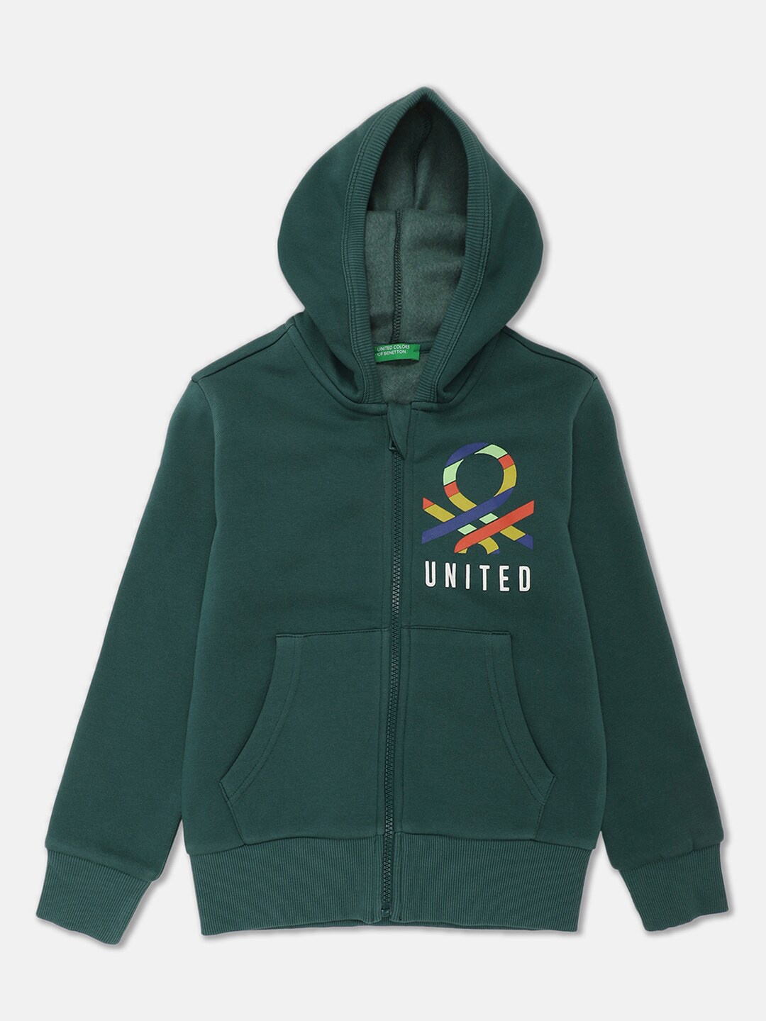 

United Colors of Benetton Boys Teal Hooded Sweatshirt