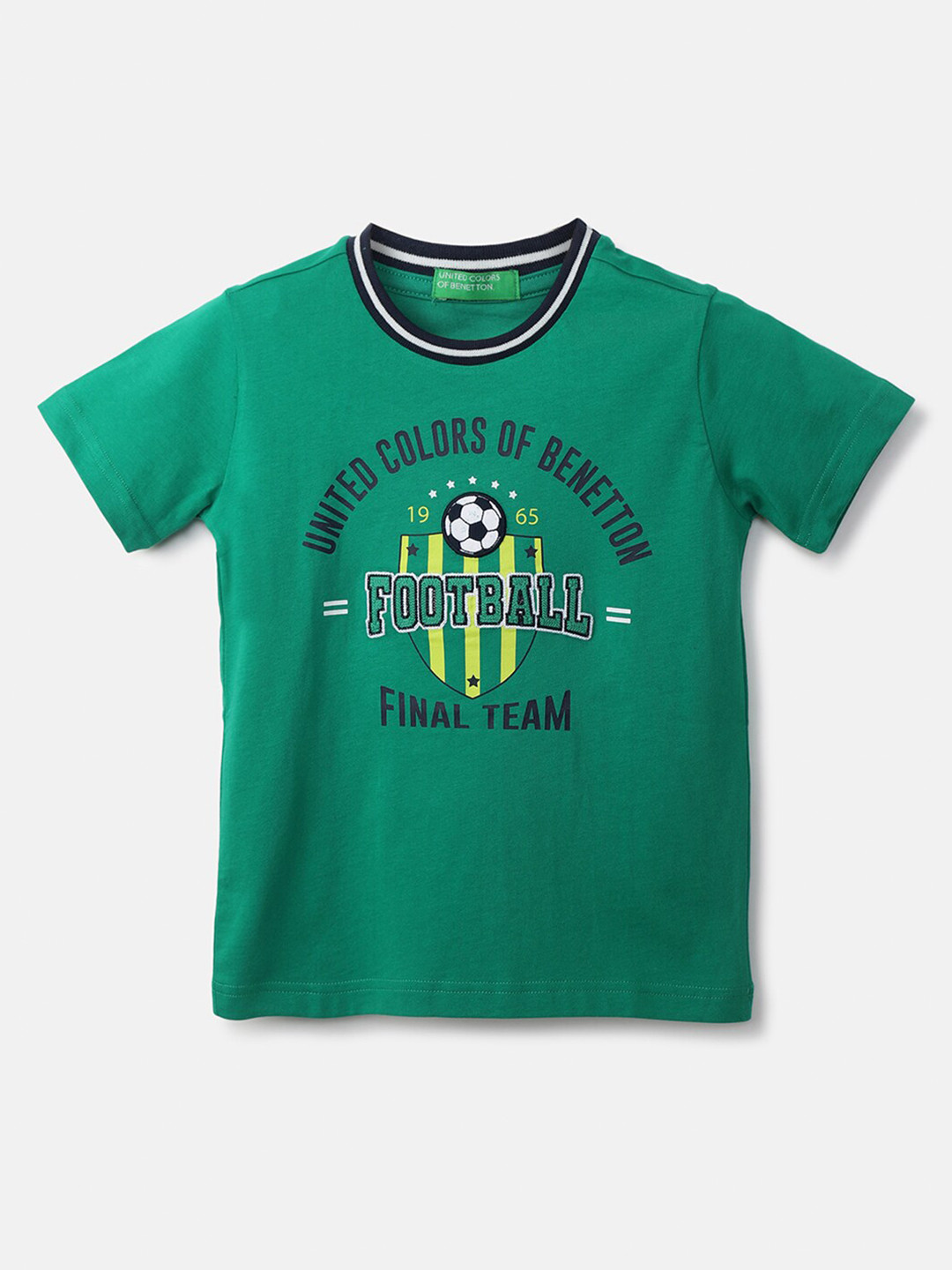 

United Colors of Benetton Boys Green Typography Printed T-shirt