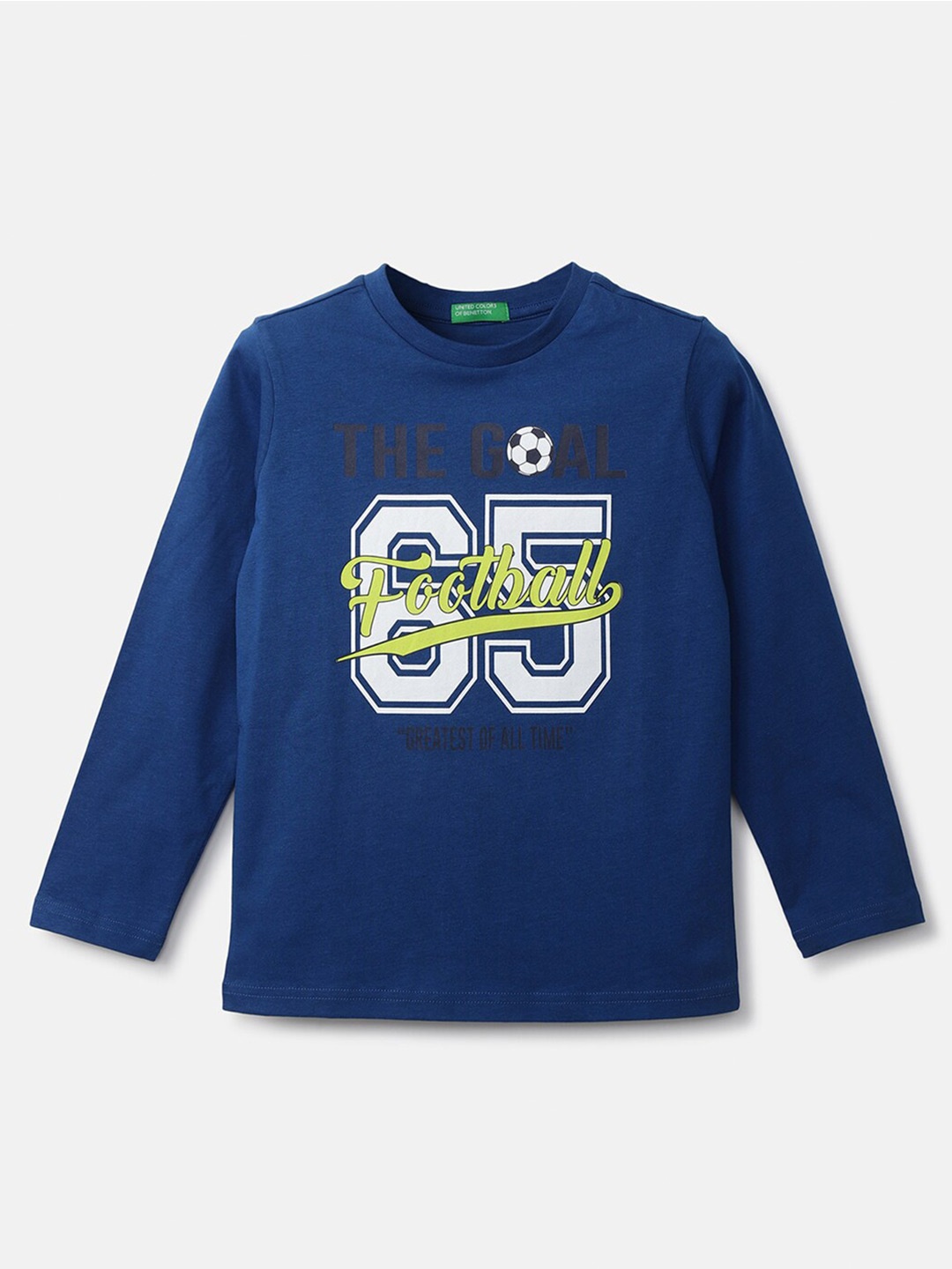 

United Colors of Benetton Boys Blue Typography Printed T-shirt