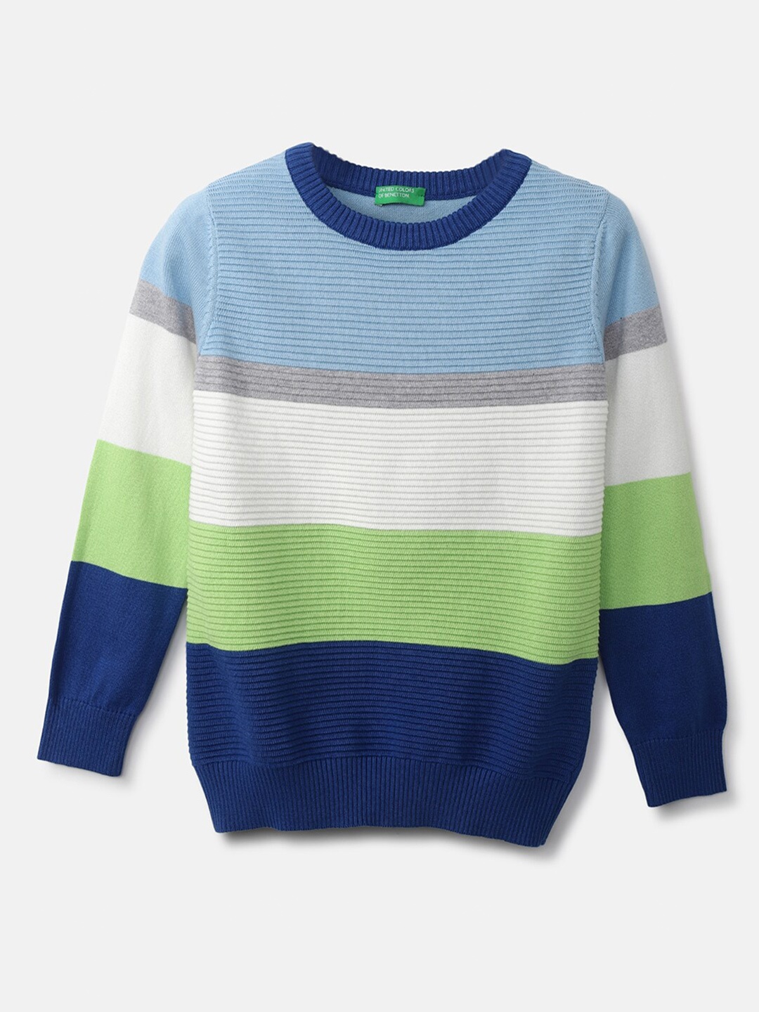 

United Colors of Benetton Boys Blue & White Striped Pullover