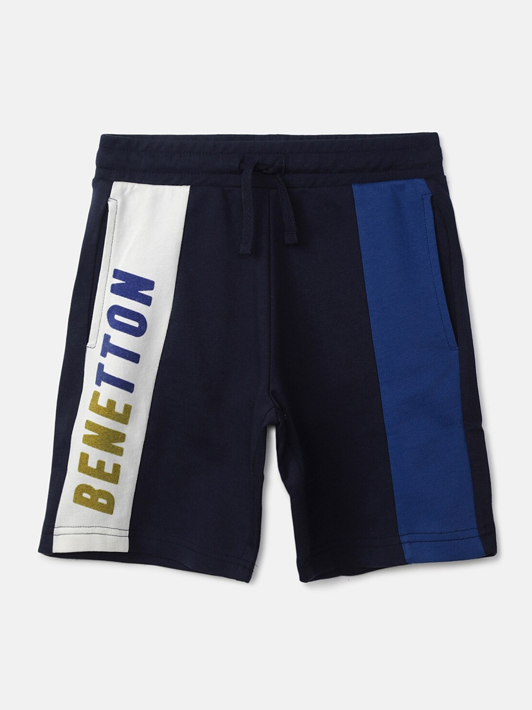 

United Colors of Benetton Boys Regular Fit Mid Rise Cotton Sports Shorts, Navy blue