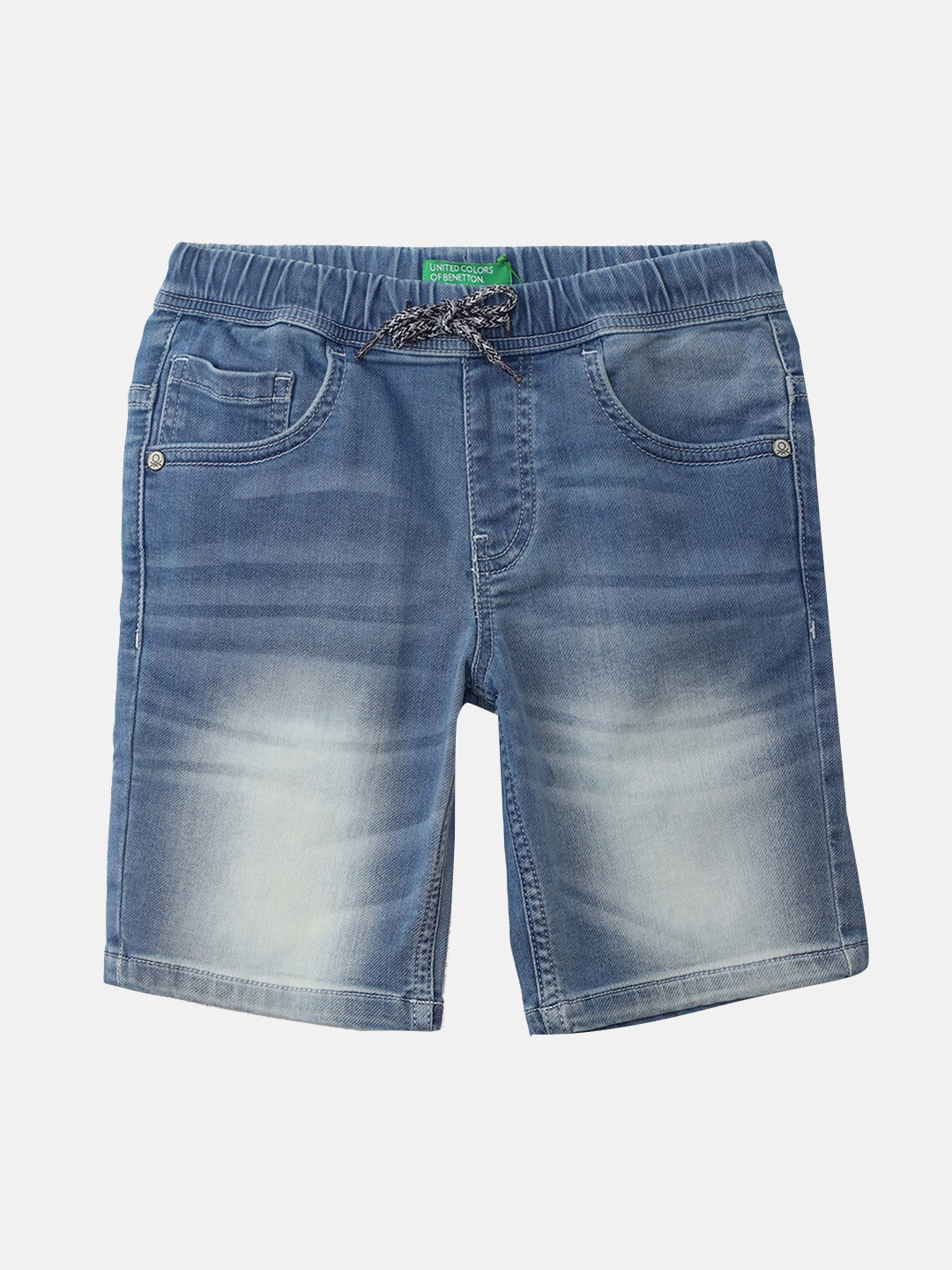 

United Colors of Benetton Boys Washed Regular Fit Mid Rise Denim Shorts, Blue