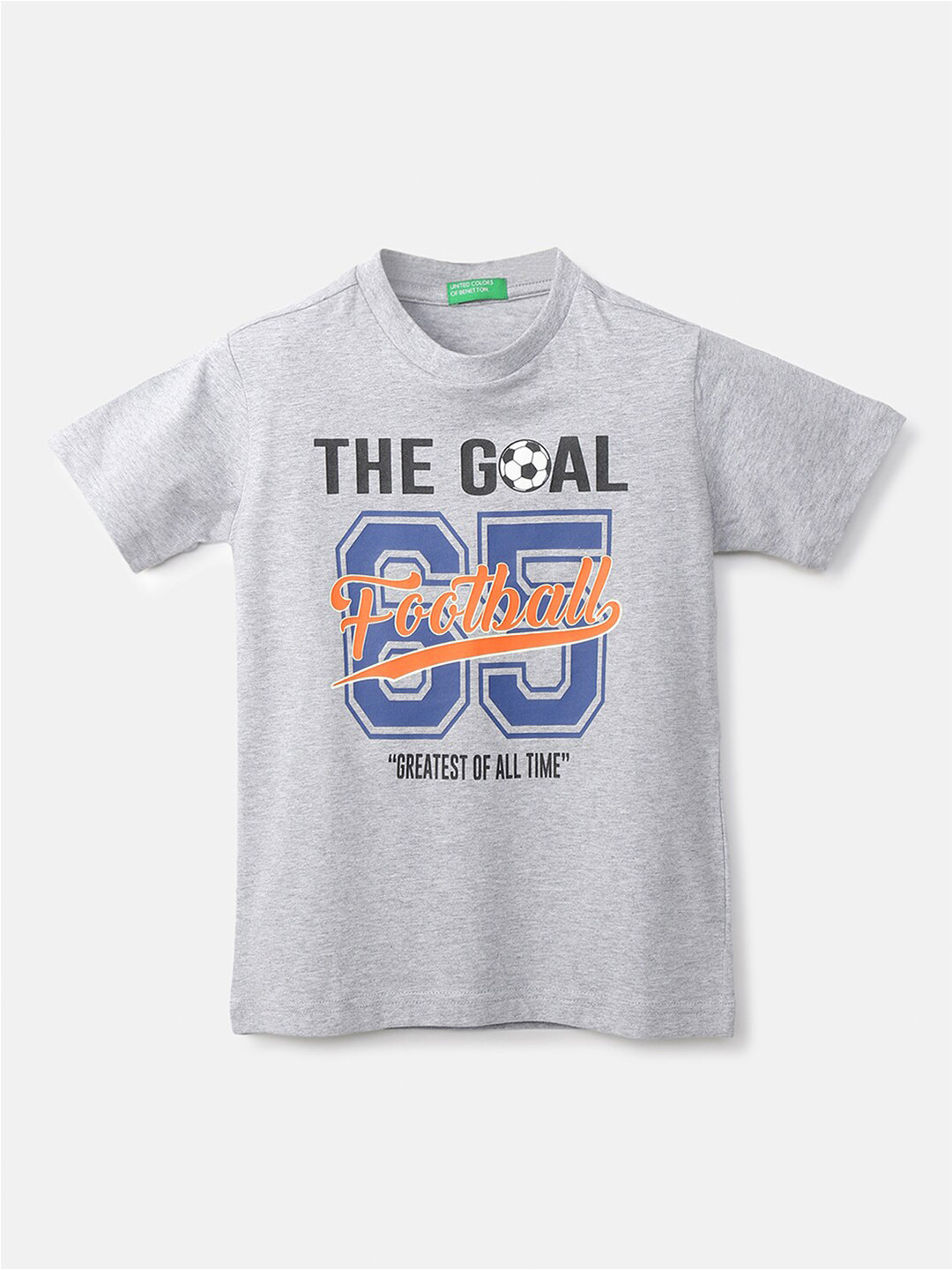 

United Colors of Benetton Boys Grey Typography Printed T-shirt