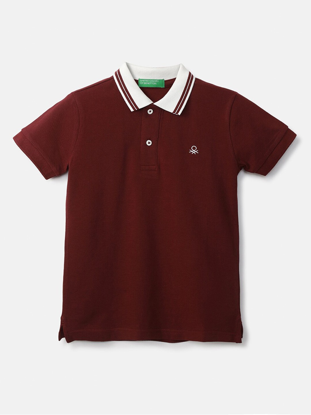 

United Colors of Benetton Boys Maroon Solid Polo Collar T-shirt