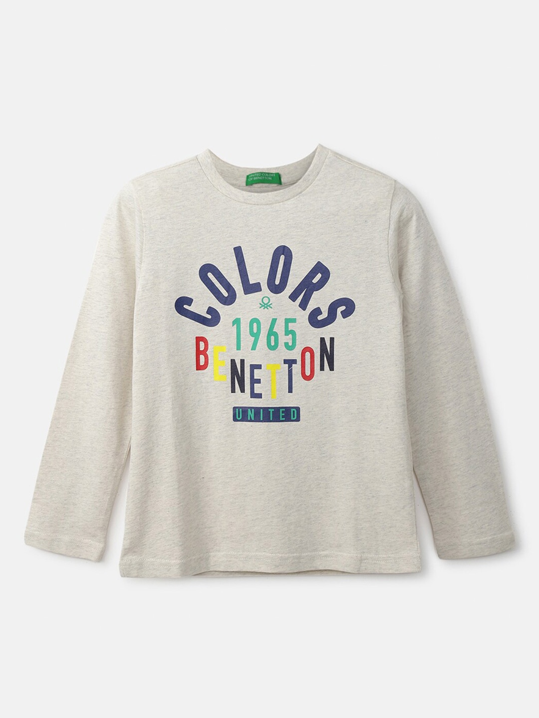 

United Colors of Benetton Boys Off White Typography Printed Cotton T-shirt