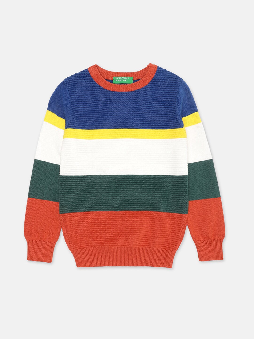 

United Colors of Benetton Boys White & Blue Striped Pullover