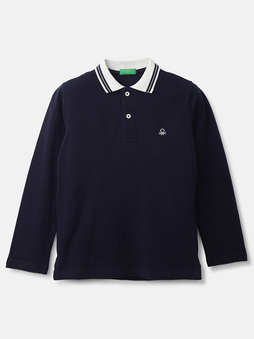 

United Colors of Benetton Boys Navy Blue Polo Collar Cotton T-shirt