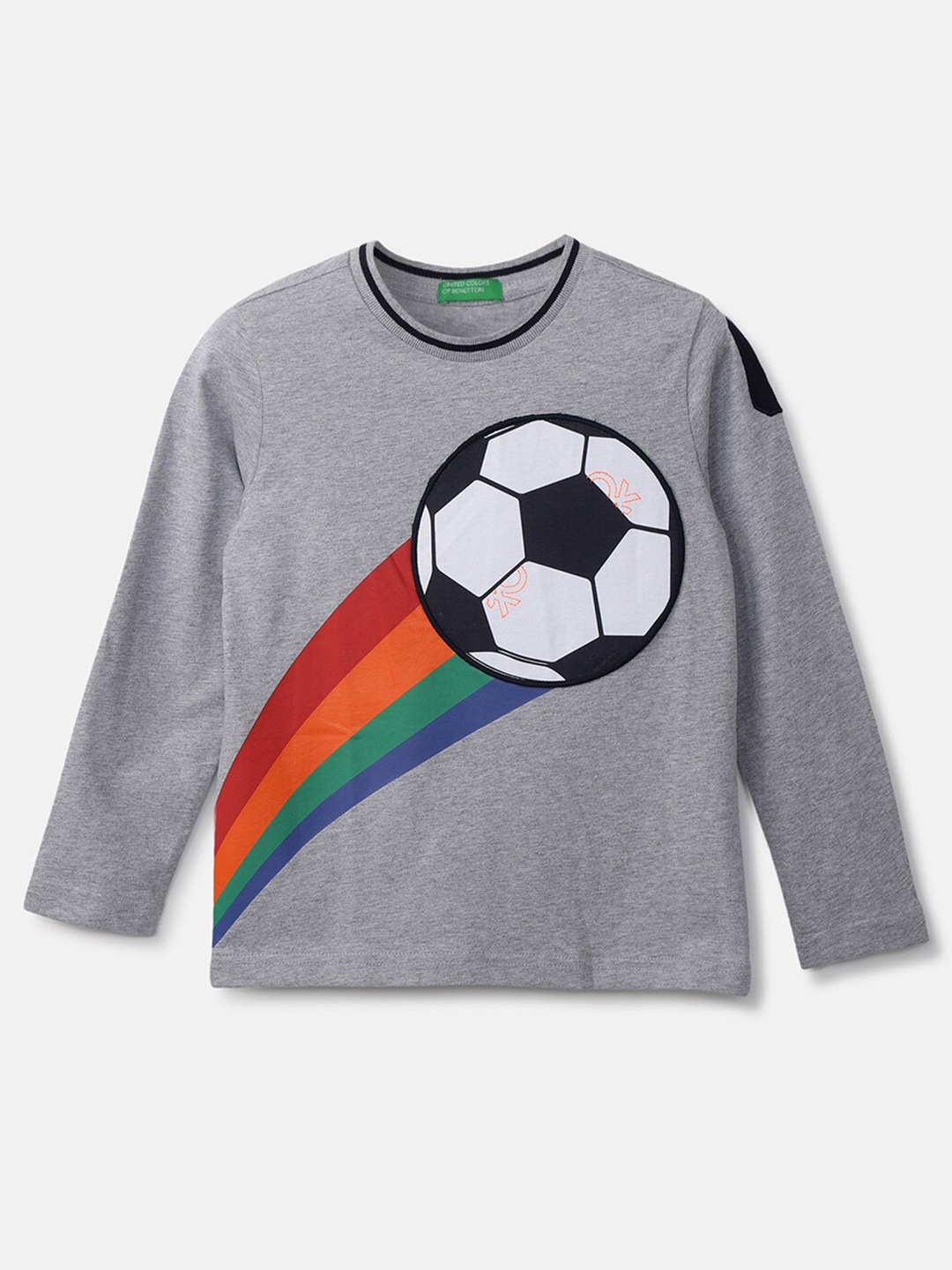 

United Colors of Benetton Boys Grey Applique T-shirt
