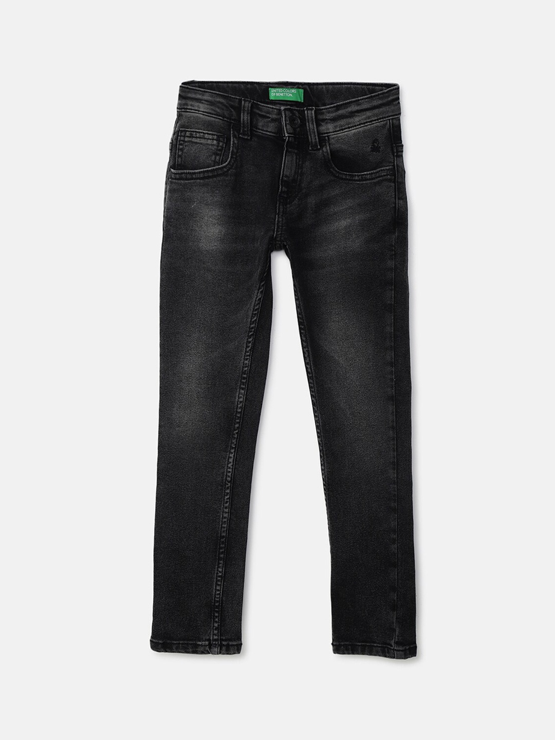 

United Colors of Benetton Boys Black Slim Fit Light Fade Jeans