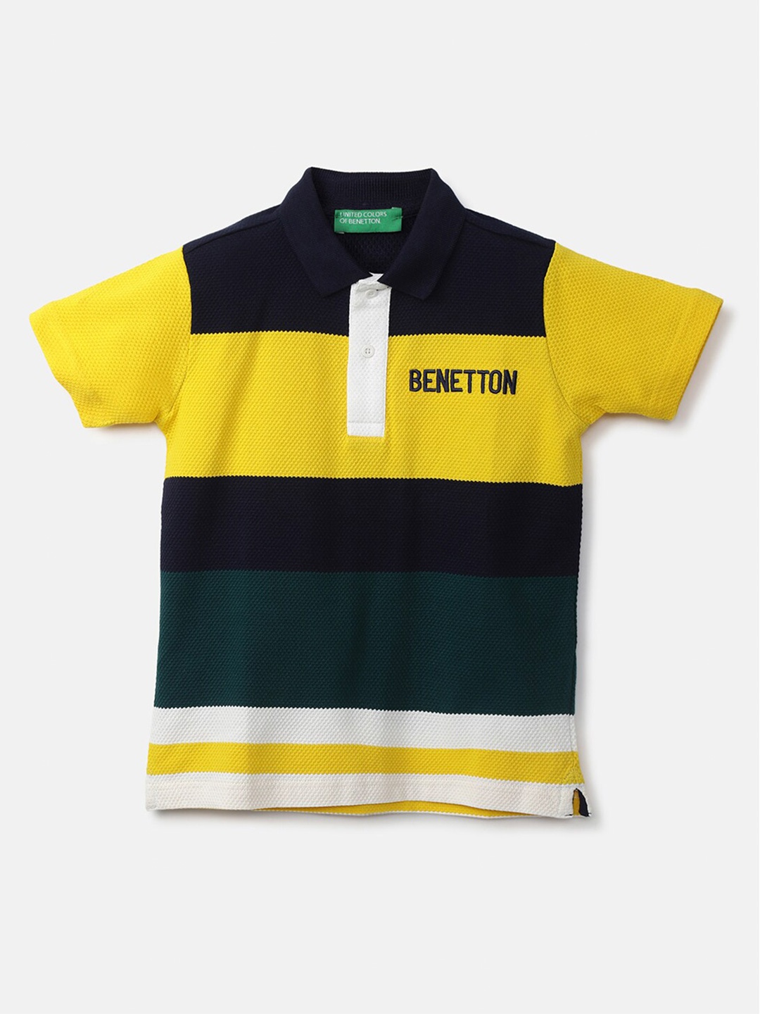 

United Colors of Benetton Boys Multicoloured Striped Polo Collar T-shirt, Multi