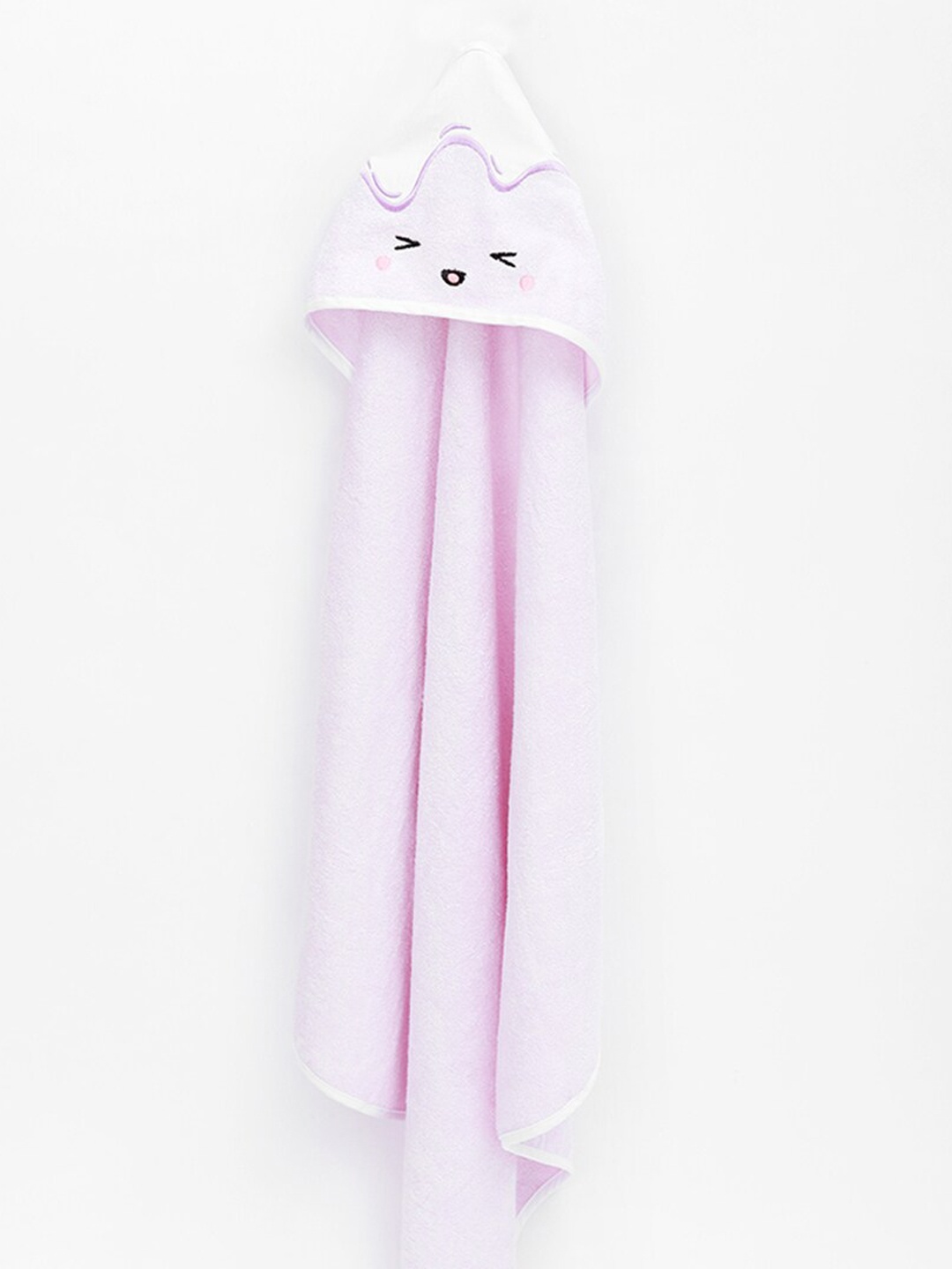 

Fancy Fluff Girls Purple Solid 400 GSM Cotton Hooded Towel