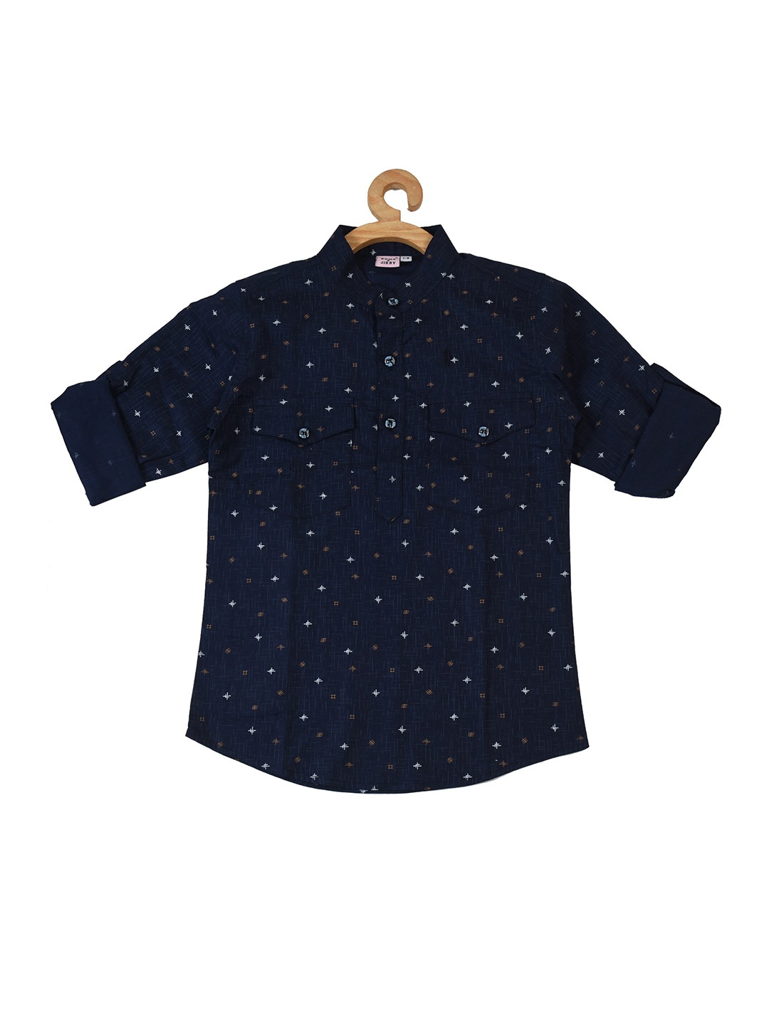 

POMY & JINNY Boys Navy Blue Comfort Printed Casual Shirt