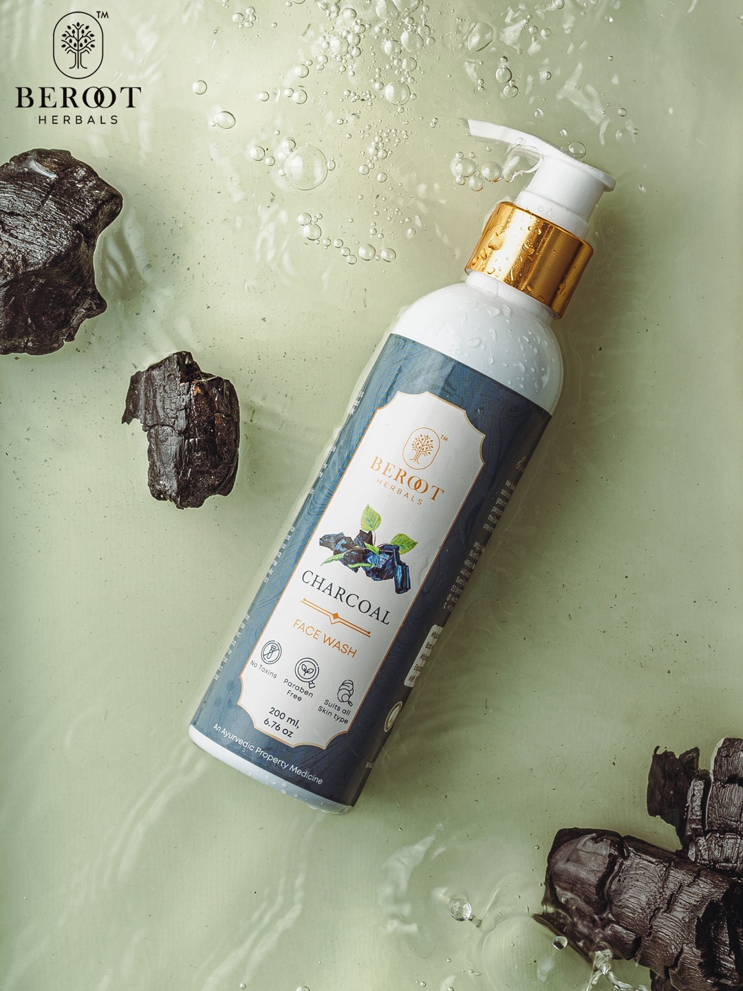 

BEROOT HERBALS Charcoal Face Wash, Transparent