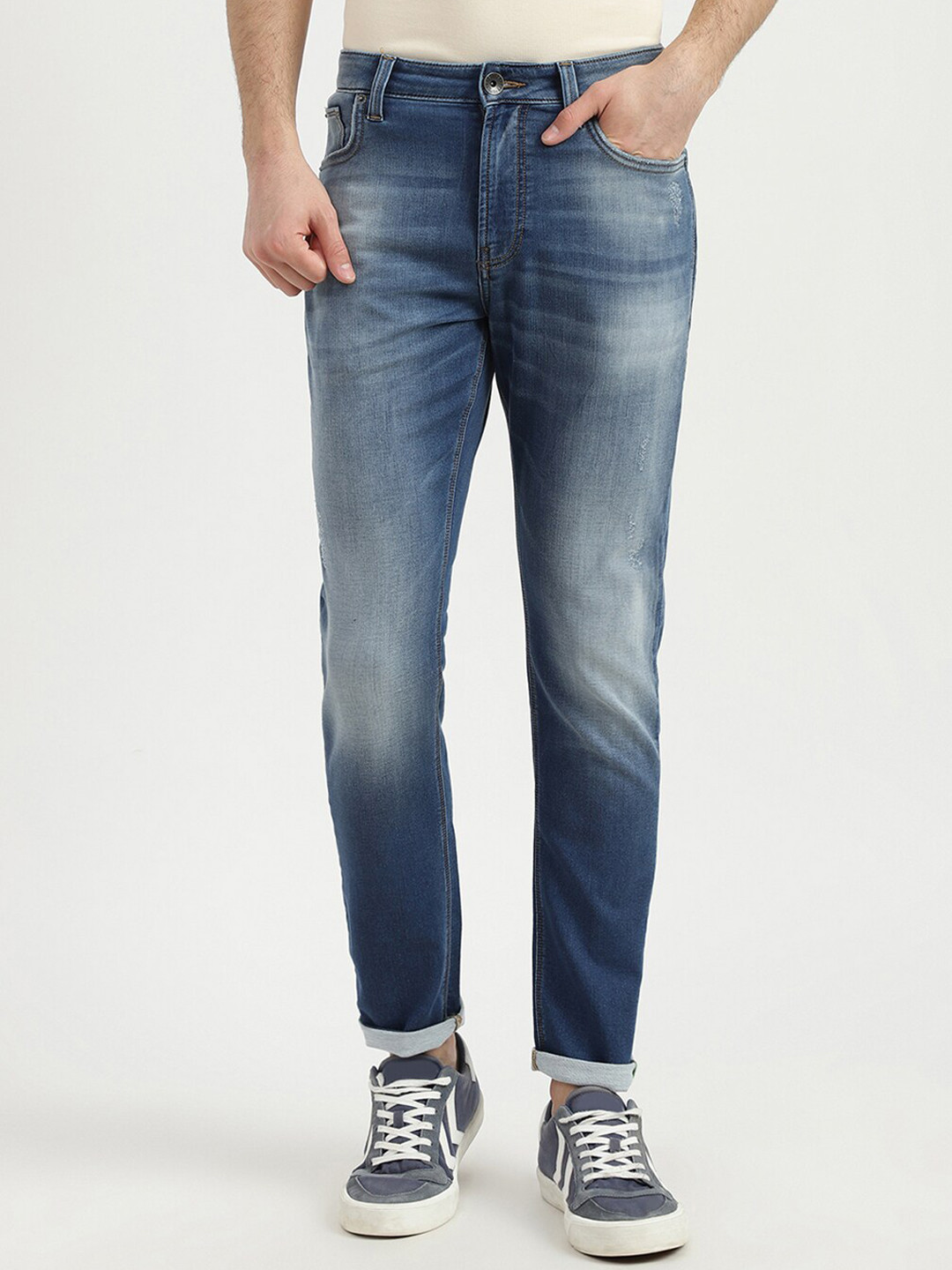 

United Colors of Benetton Men Blue Slim Fit Heavy Fade Jeans