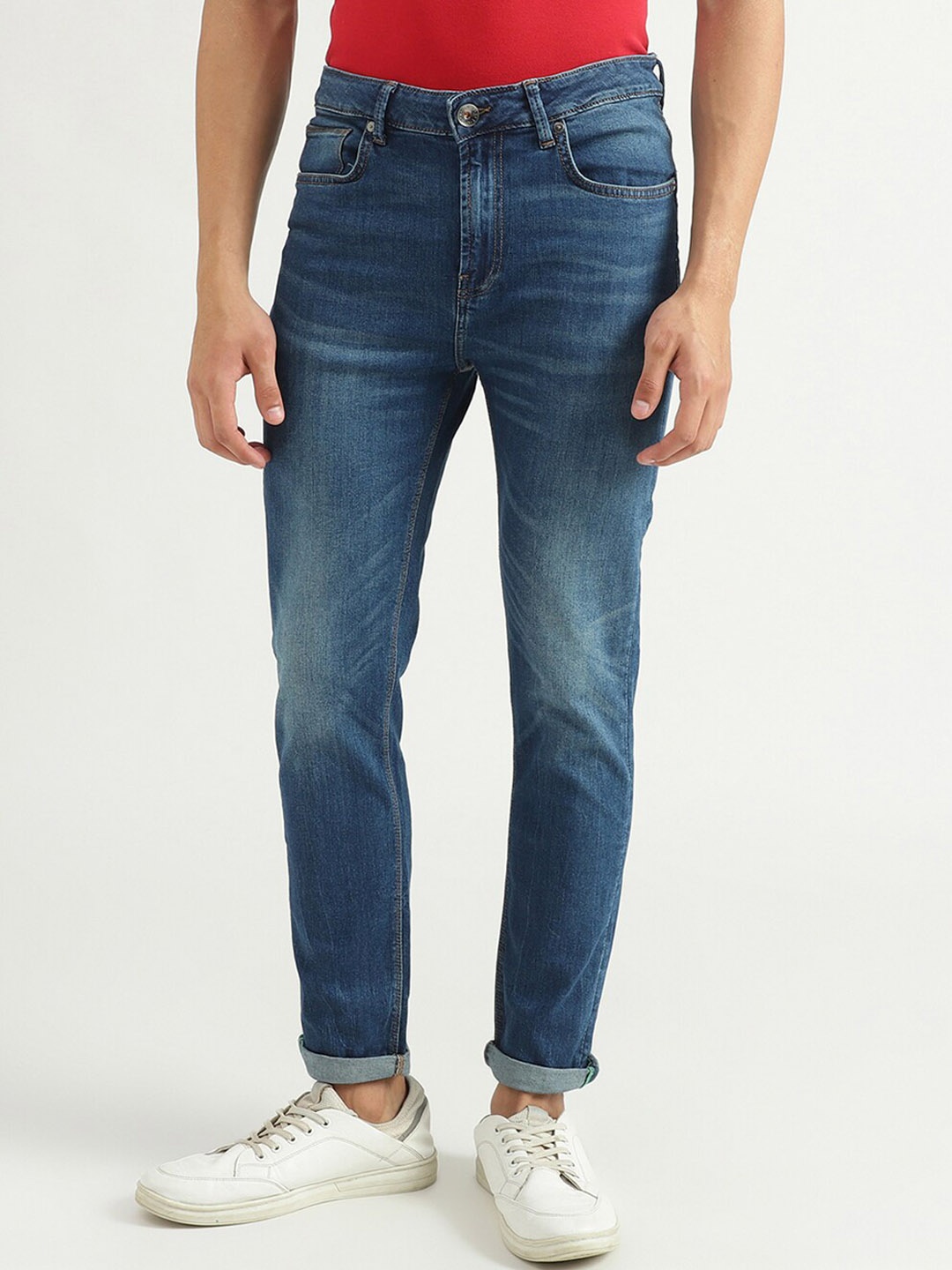 

United Colors of Benetton Men Blue Slim Fit Clean Look Light Fade Jeans