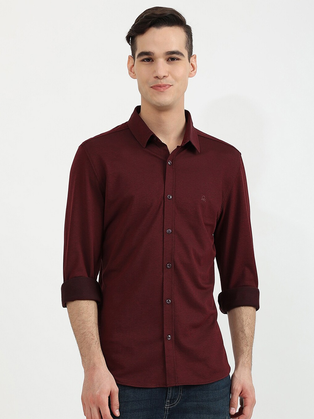 

United Colors of Benetton Men Maroon Slim Fit Casual Shirt