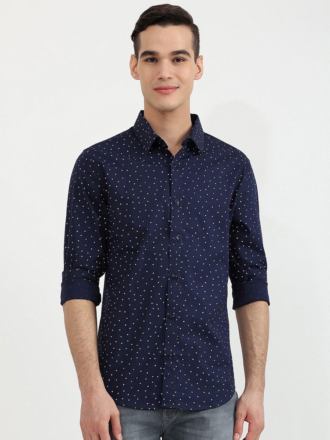 

United Colors of Benetton Men Blue Slim Fit Printed Casual Shirt