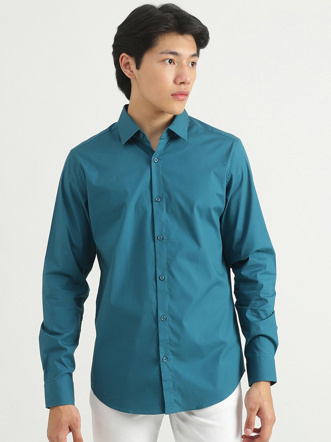 

United Colors of Benetton Men Teal Slim Fit Casual Shirt