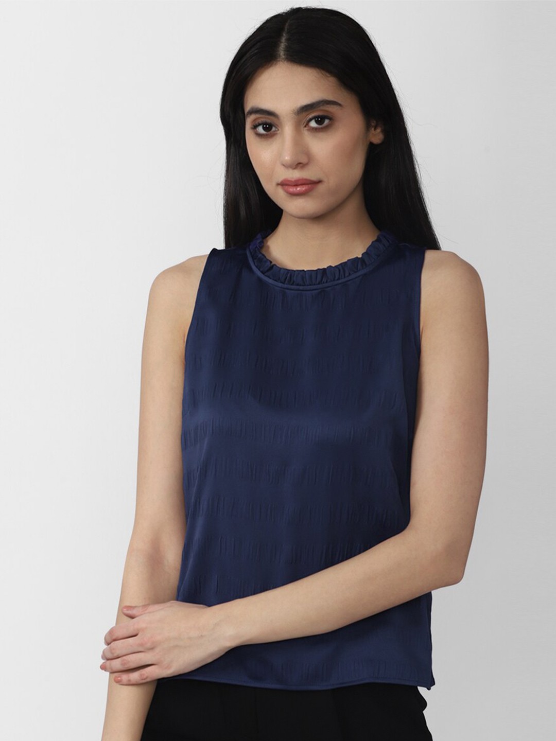 

Van Heusen Woman Navy Blue Self Design Top