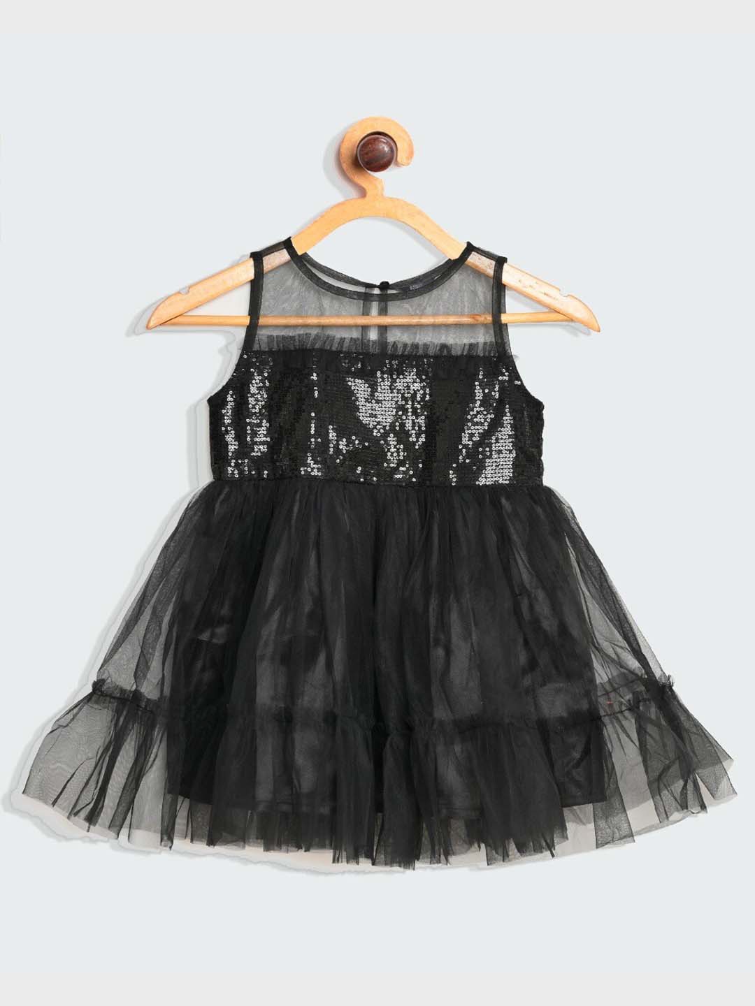 

HERE&NOW Girls Black Embellished Net Dress