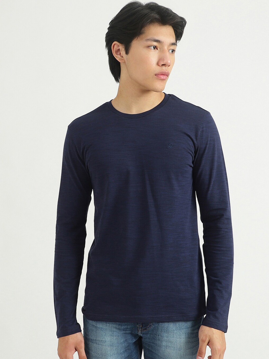 

United Colors of Benetton Men Navy Blue Solid T-shirt