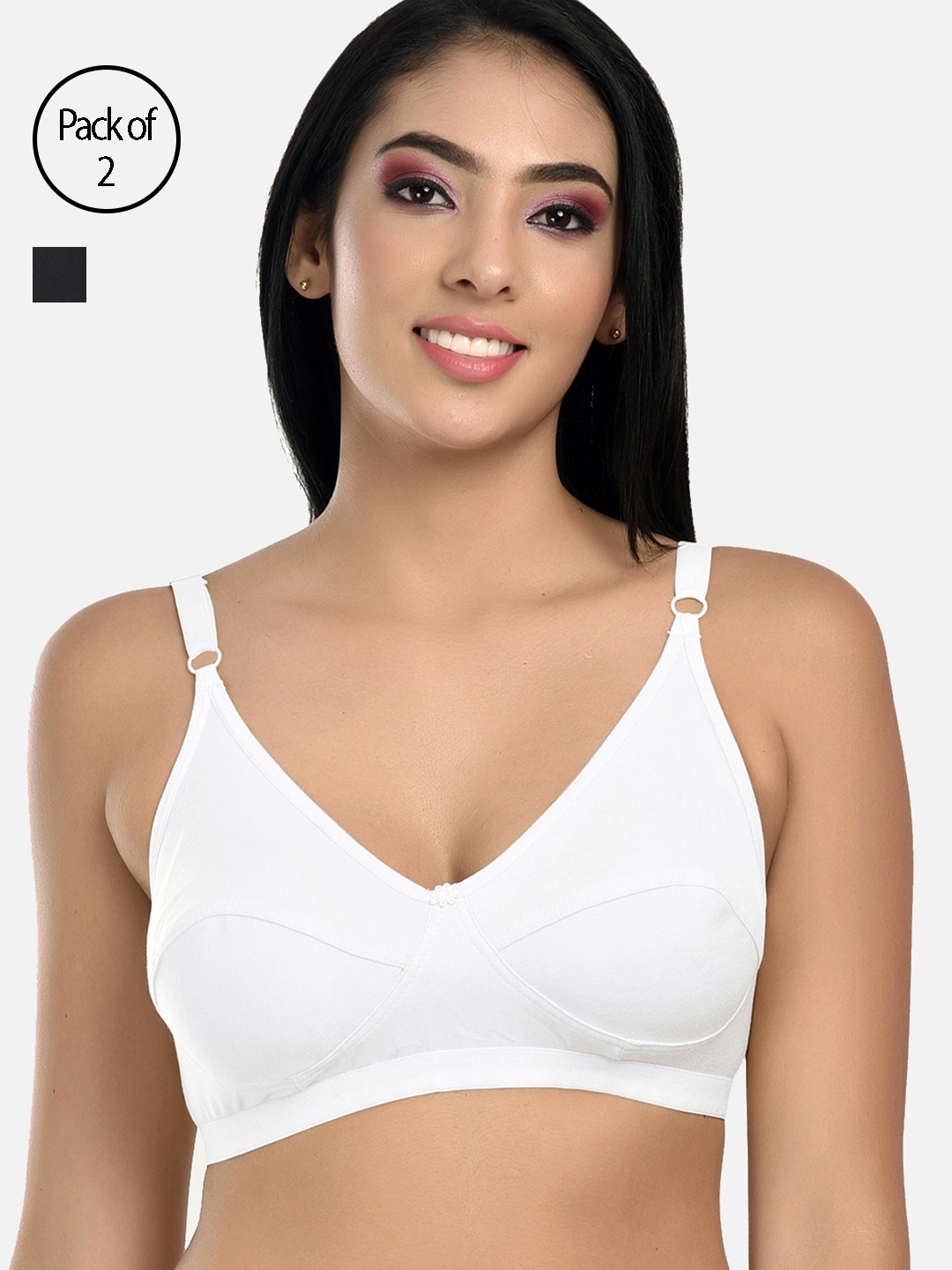 

StyFun Pack of 2 Solid Everyday Bra, Black