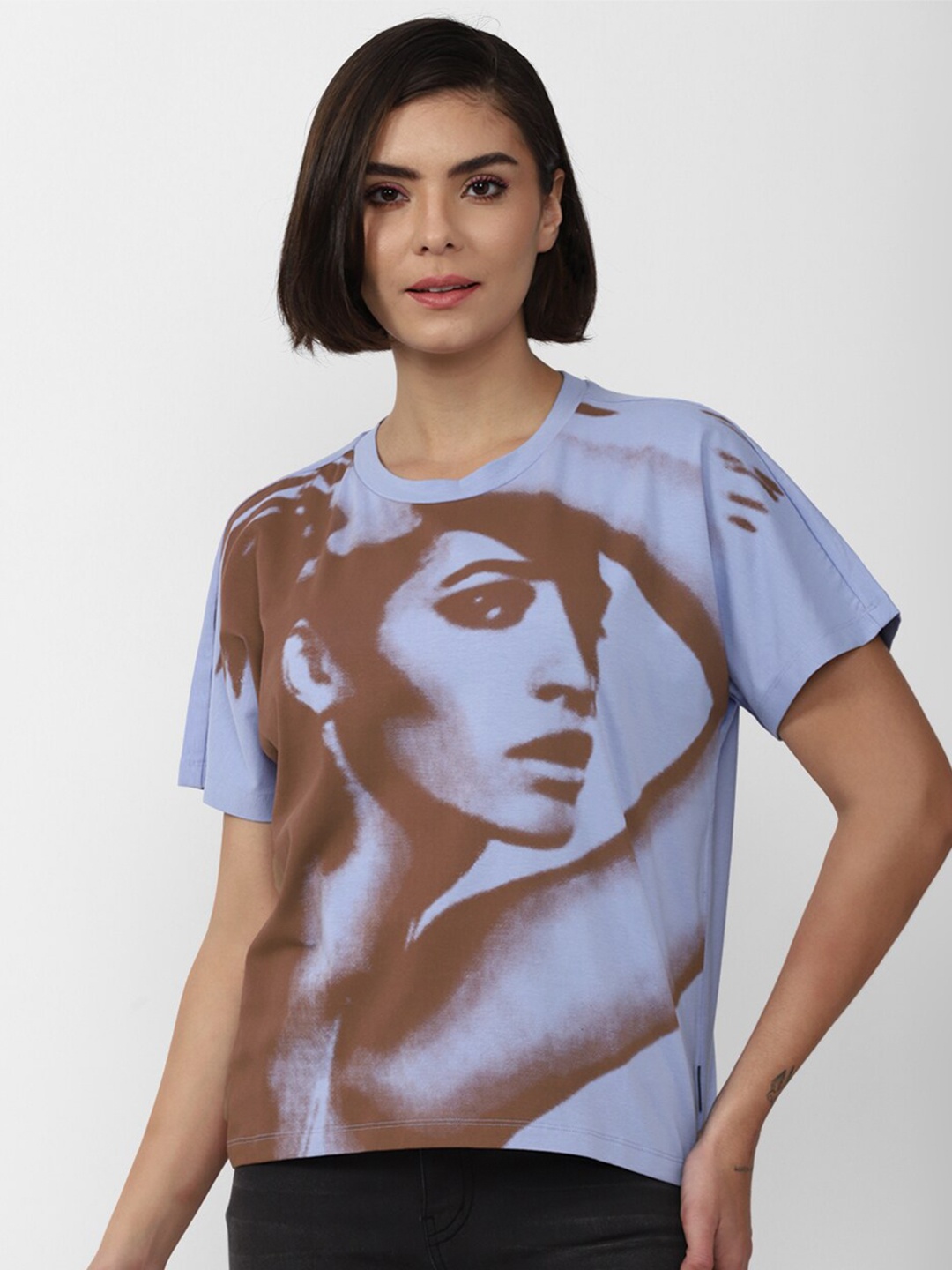 

FOREVER 21 Blue Print Top