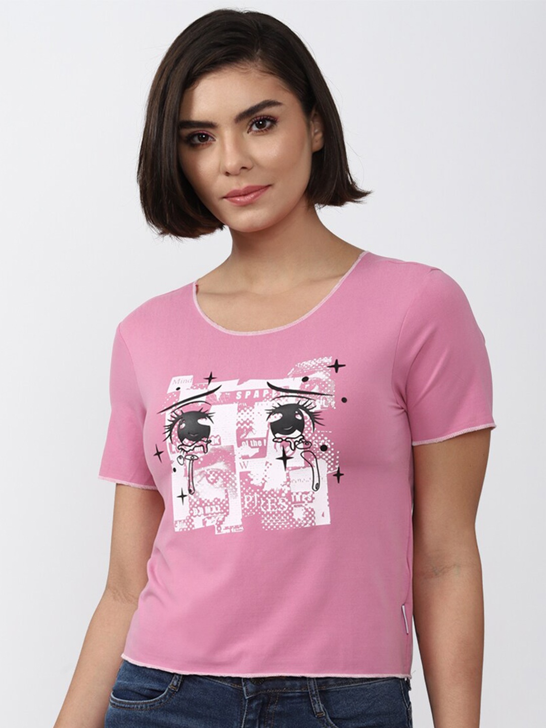 

FOREVER 21 Pink Print Crop Top
