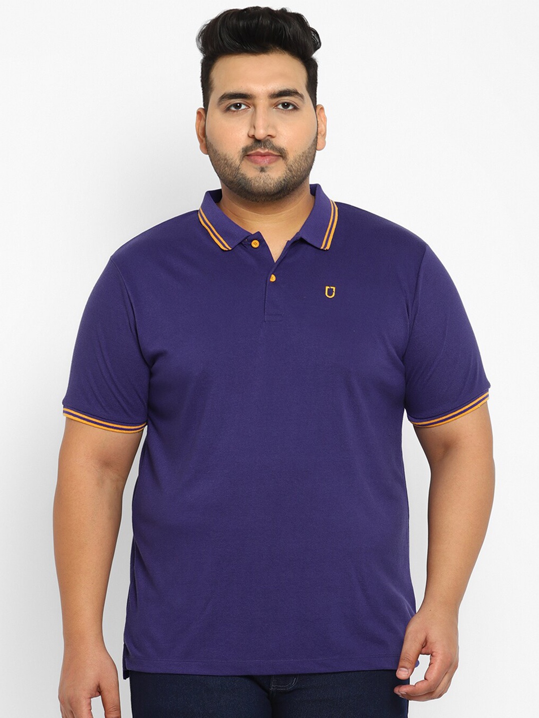 

Urbano Plus Men Purple Solid Polo Collar T-shirt