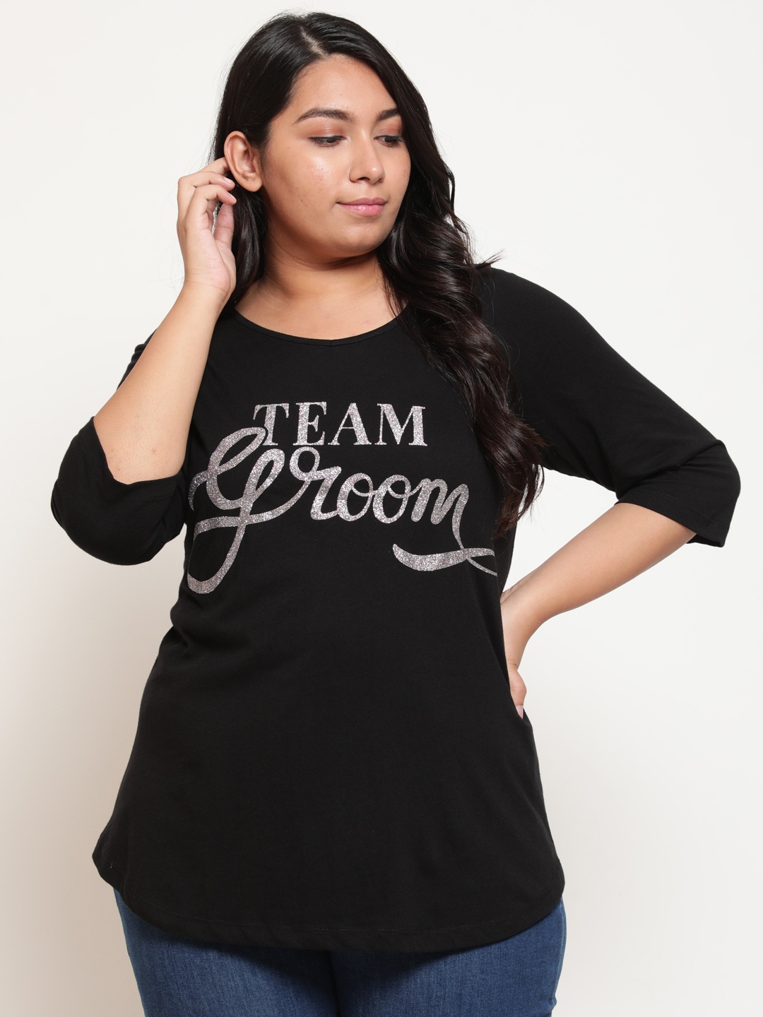 

Amydus Women Black Typography T-shirt