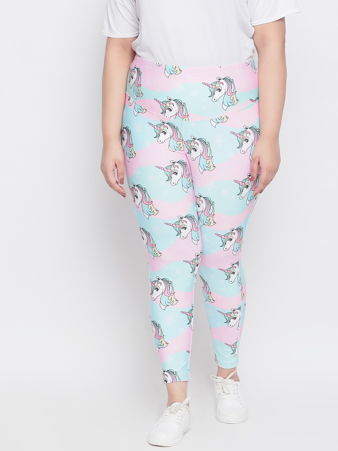 

Amydus Plus Size Blue Printed Jeggings