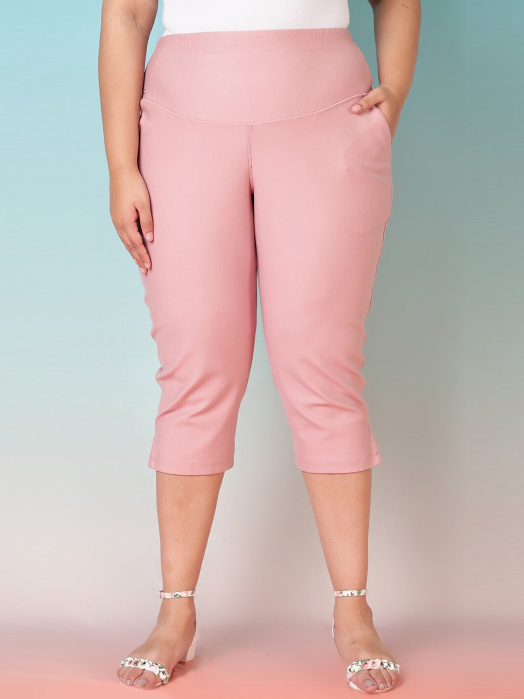 

Amydus Women Plus Size Trousers, Pink