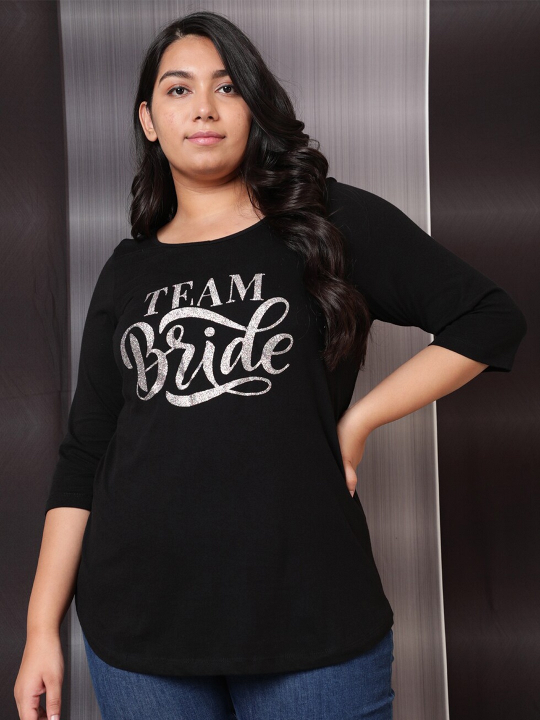 

Amydus Women Black Typography T-shirt