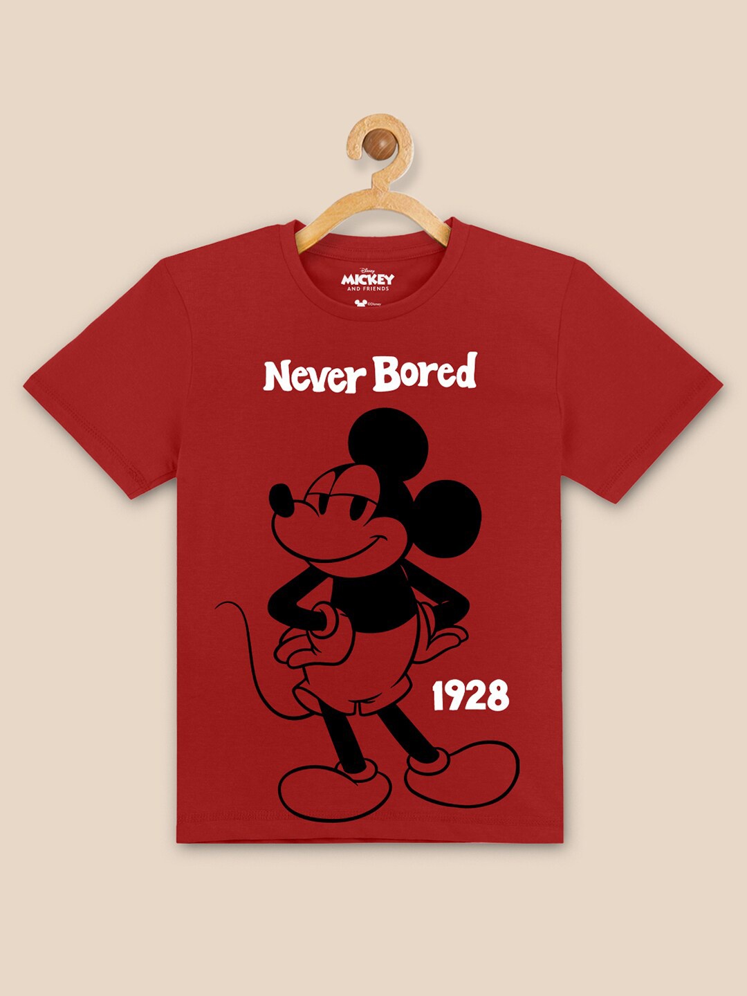 

Kids Ville Boys Red Mickey & Friends Printed Cotton Tshirt