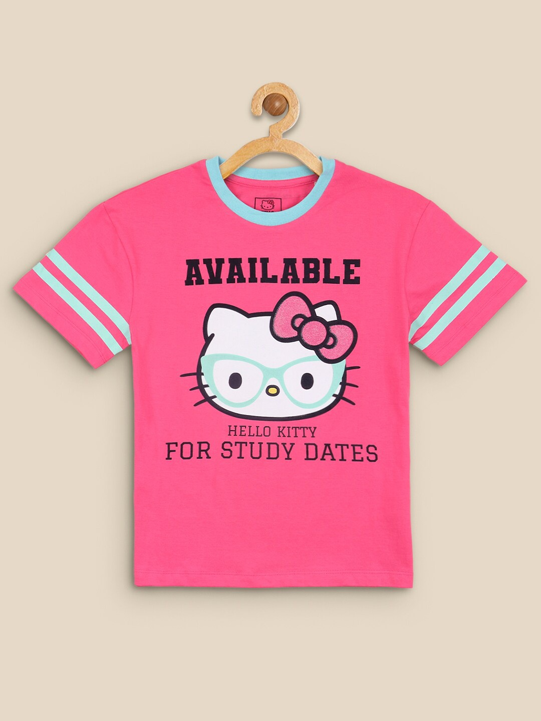 

Kids Ville Girls Pink Hello Kitty Printed Cotton Tshirt