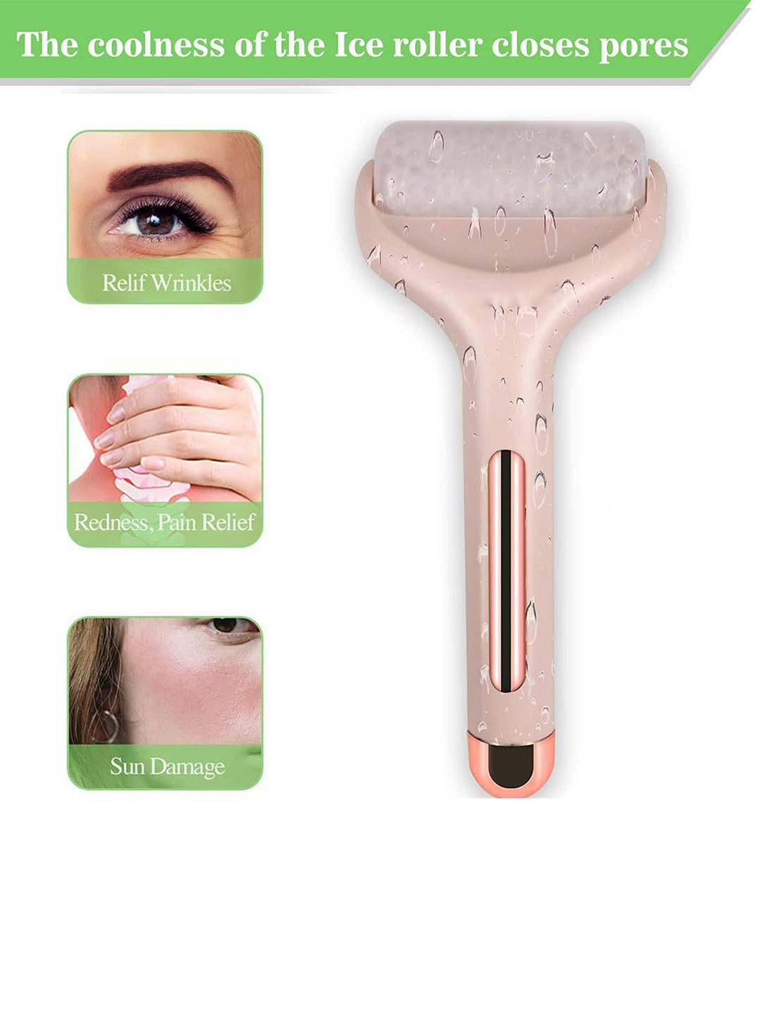 

ZURU BUNCH Solid Ice Roller Massager For Face & Eyes - Pink